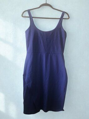 Susana Monaco Blue Mini Medium Dress Tank Asymmetrical Split Hem Bodycon Slit